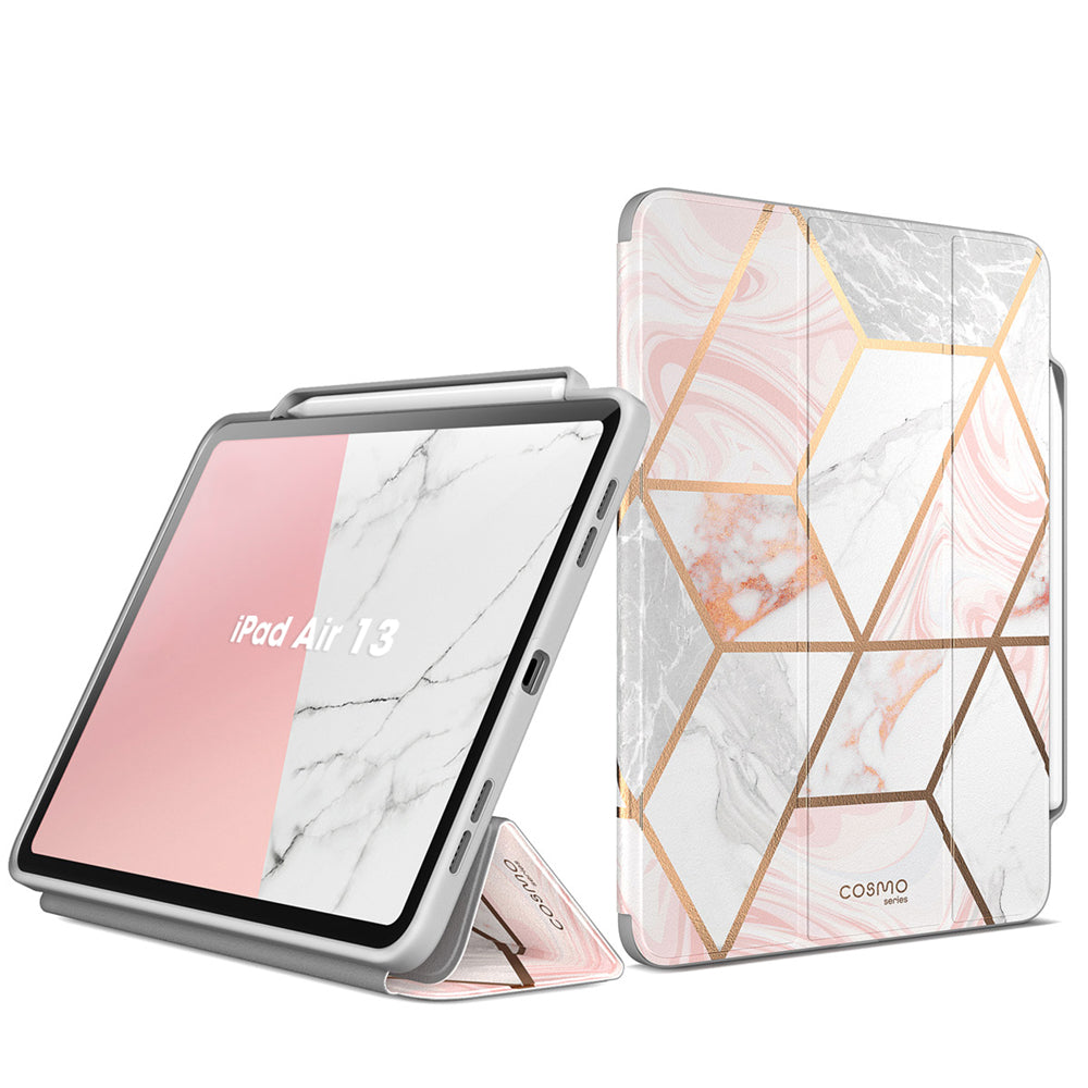 【i-Blason】2024 iPad Air 13 吋 Cosmo 三折支架保護殼,iPad Air保護殼推薦,內建筆槽,多角度支架。大理石色。