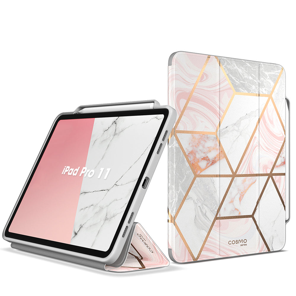 【i-Blason】2024 iPad Pro 11 吋 Cosmo 三折支架保護殼,軍規防摔,內建筆槽,iPad Pro保護殼推薦。大理石色。