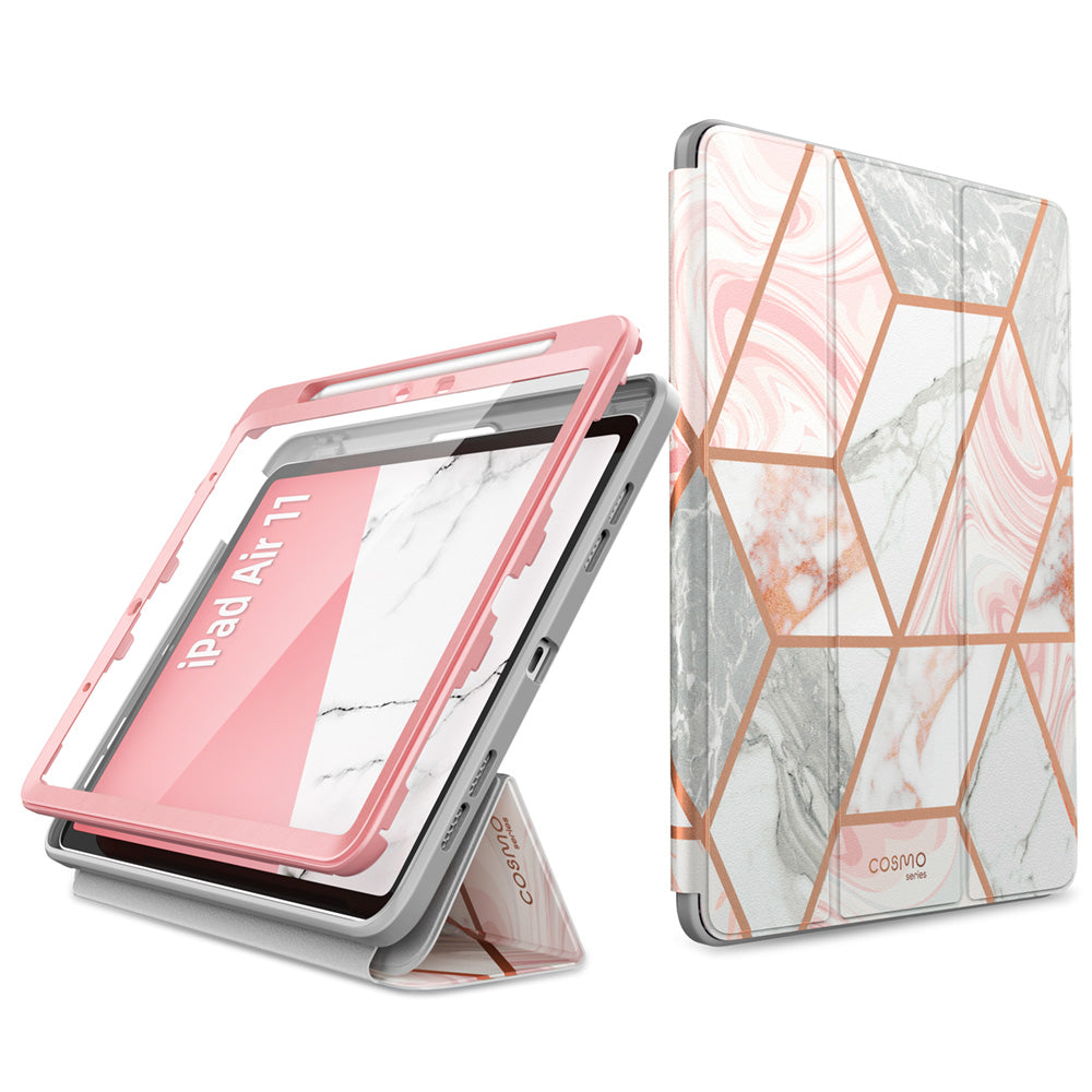 【i-Blason】2024 iPad Air 11 吋 Cosmo 三折支架保護殼,iPad Air保護殼推薦,內建筆槽,多角度支架。大理石色。