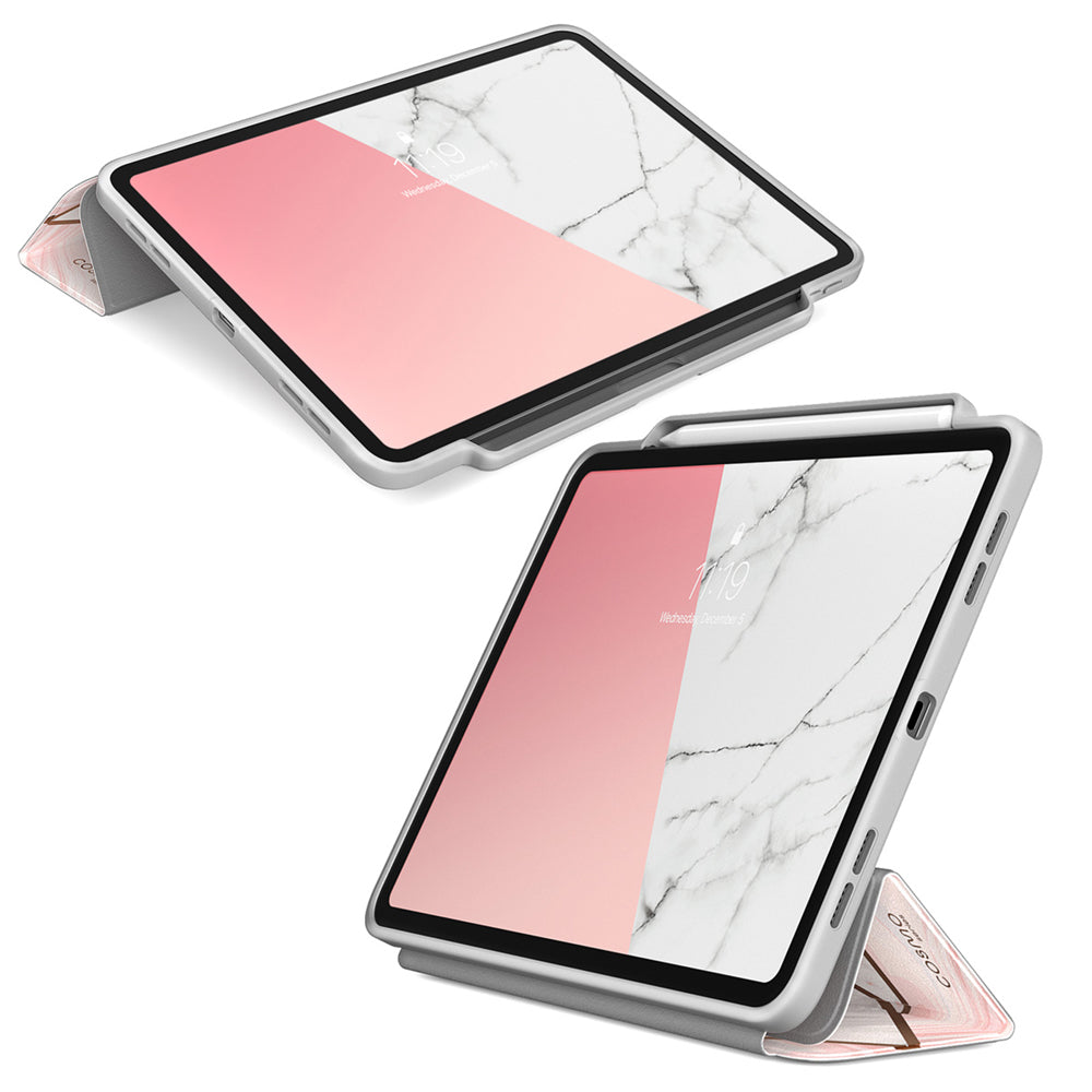 【i-Blason】2024 iPad Air 13 吋 Cosmo 三折支架保護殼,iPad Air保護殼推薦,內建筆槽,多角度支架。大理石色。