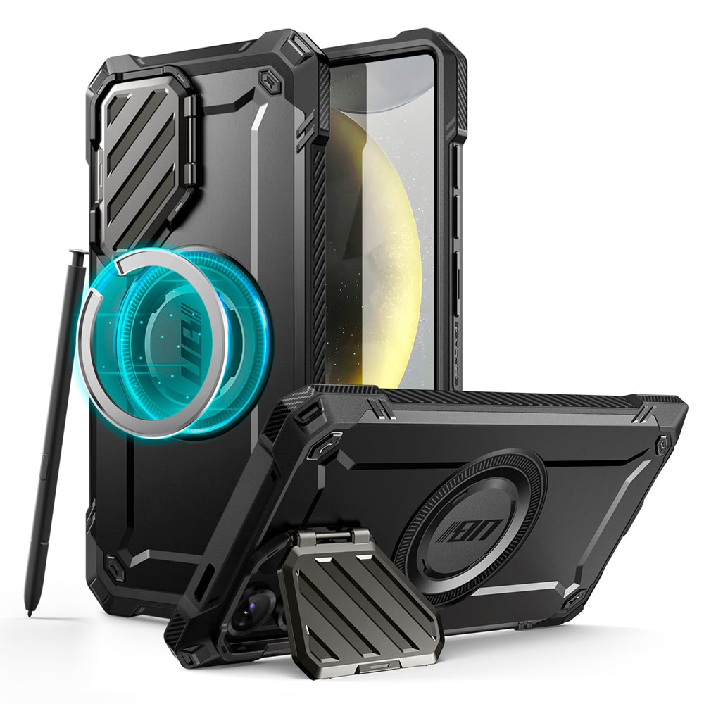SUPCASE UB Mag XT 探索者 Samsung Galaxy S25 Ultra 5G 軍規防摔鏡頭蓋支架殼,MagSafe磁吸,鋅合金鏡頭蓋保護。黑色。
