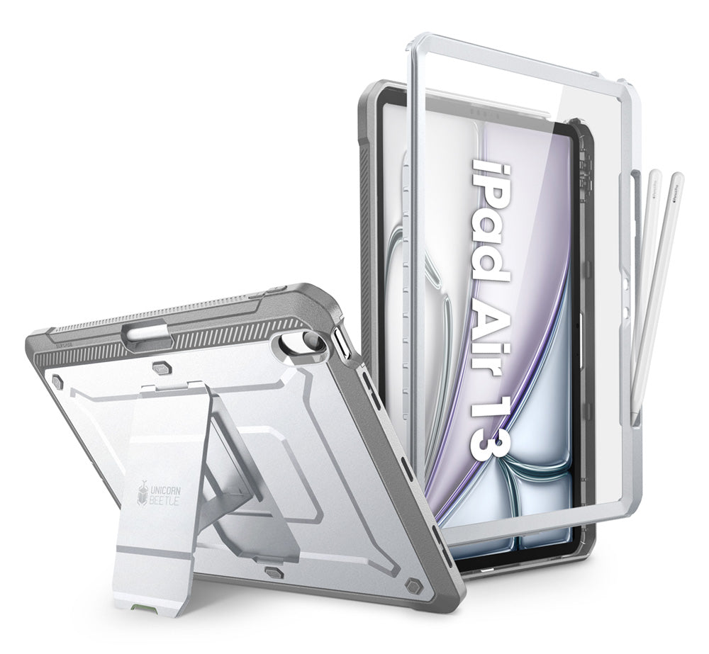 【SUPCASE】2024 iPad Air 11吋 13吋 M2 UB Pro 筆槽防摔保護殼,軍規級防護,內建支架與 Apple Pencil Pro 筆槽,輕量化設計。白色。
