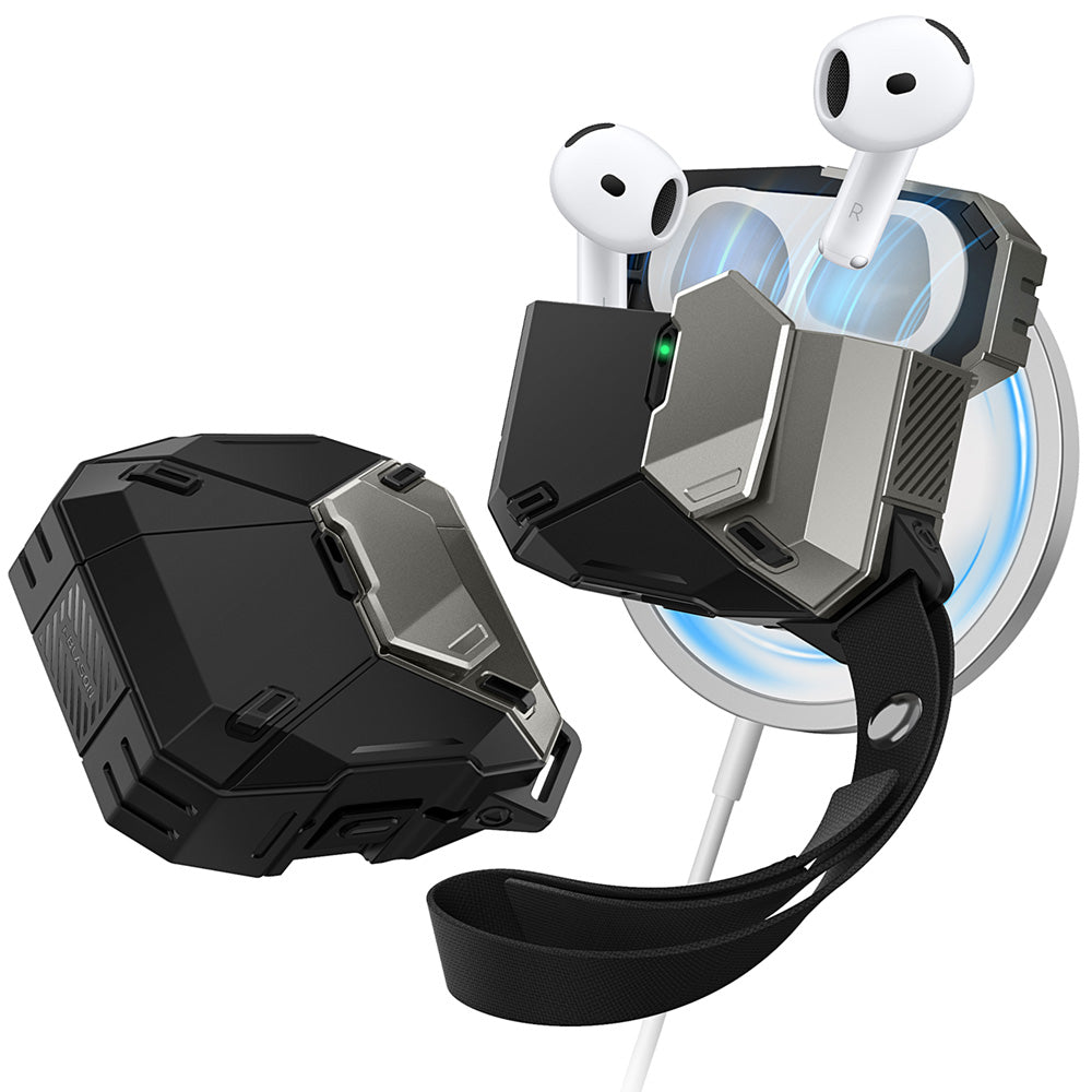 【i-Blason】AirPods 4 Matrix MagSafe 軍規防摔殼,軍規防摔,磁吸充電,AirPods 4保護殼推薦。黑色。