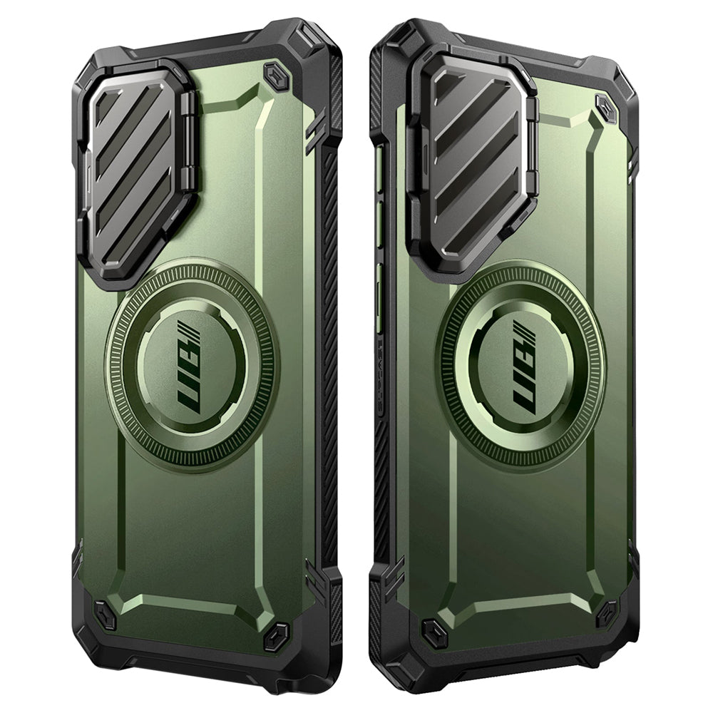 SUPCASE UB Mag XT 探索者 Samsung Galaxy S25 Ultra 5G 軍規防摔鏡頭蓋支架殼,MagSafe磁吸,鋅合金鏡頭蓋保護。綠色。