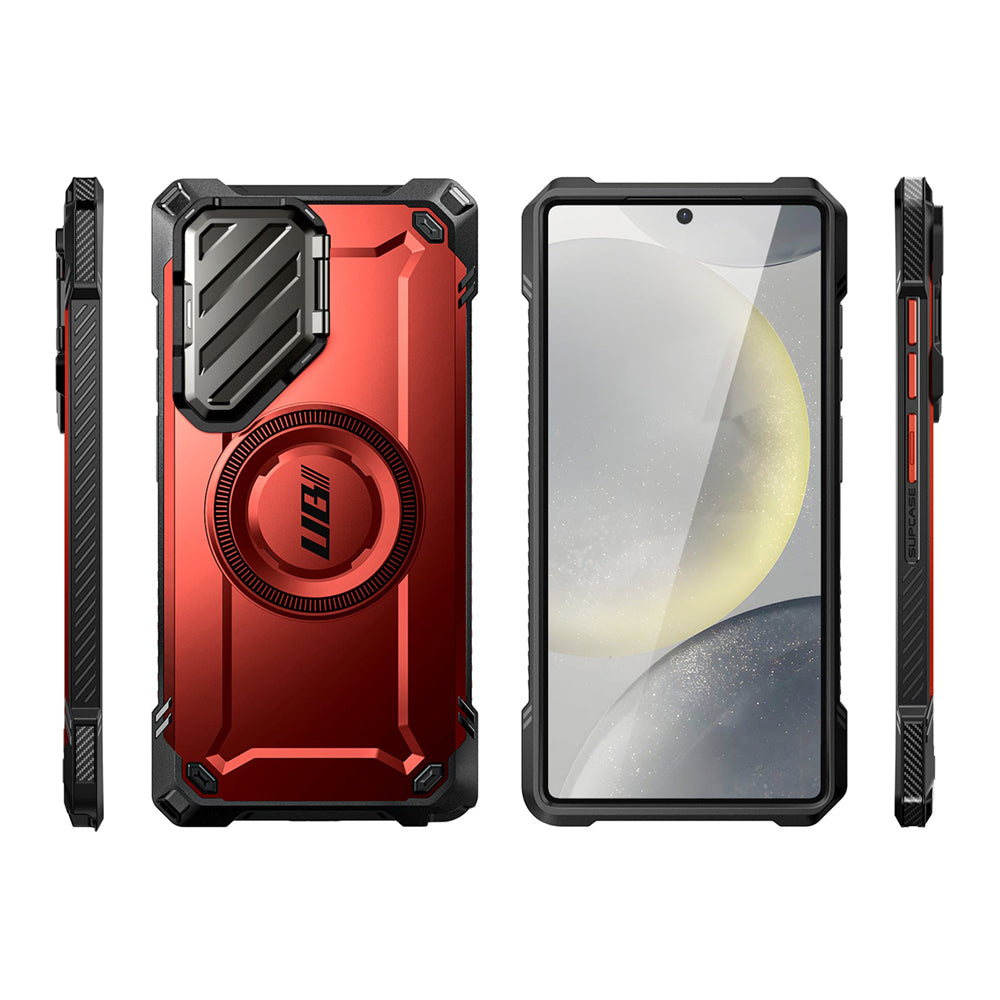 SUPCASE UB Mag XT 探索者 Samsung Galaxy S25 Ultra 5G 軍規防摔鏡頭蓋支架殼,MagSafe磁吸,鋅合金鏡頭蓋保護。紅色。