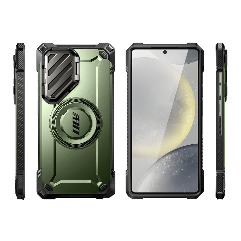 SUPCASE UB Mag XT 探索者 Samsung Galaxy S25 Ultra 5G 軍規防摔鏡頭蓋支架殼,MagSafe磁吸,鋅合金鏡頭蓋保護。綠色。