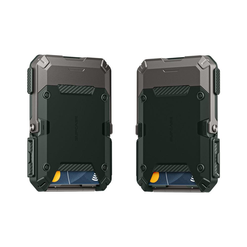 SUPCASE MagSafe 磁吸錢包站立支架 - iPhone MagSafe 皮革卡夾錢包保護套, 多功能手機支架, 磁吸無線充電兼容,綠色。