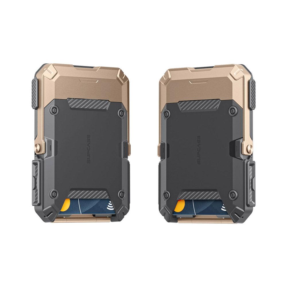 SUPCASE MagSafe 磁吸錢包站立支架 - iPhone MagSafe 皮革卡夾錢包保護套, 多功能手機支架, 磁吸無線充電兼容,沙漠金色。