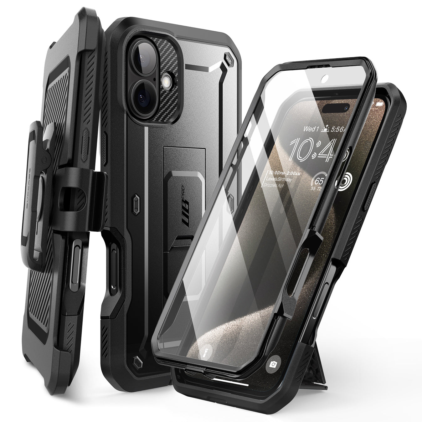 【SUPCASE】UB Pro iPhone 16 Plus 全防護支架軍規防摔殼6.7吋 黑