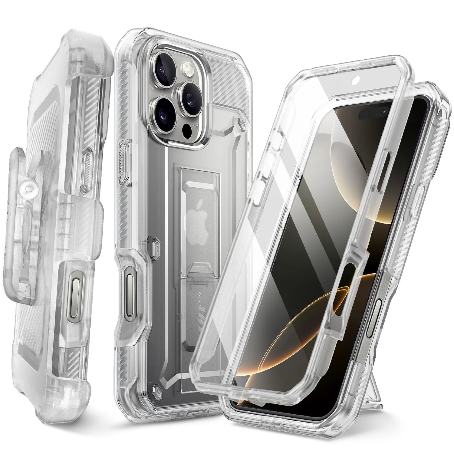【SUPCASE】UB Pro iPhone 16 Pro Max 全防護支架軍規防摔殼6.8吋 透明色