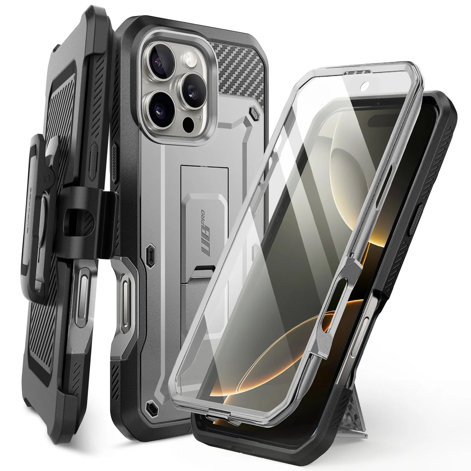 【SUPCASE】UB Pro iPhone 16 Pro Max 全防護支架軍規防摔殼6.8吋 鈦空灰