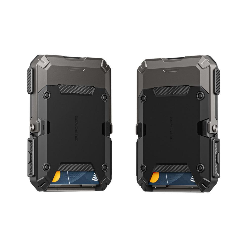 SUPCASE MagSafe 磁吸錢包站立支架 - iPhone MagSafe 皮革卡夾錢包保護套, 多功能手機支架, 磁吸無線充電兼容,黑色。