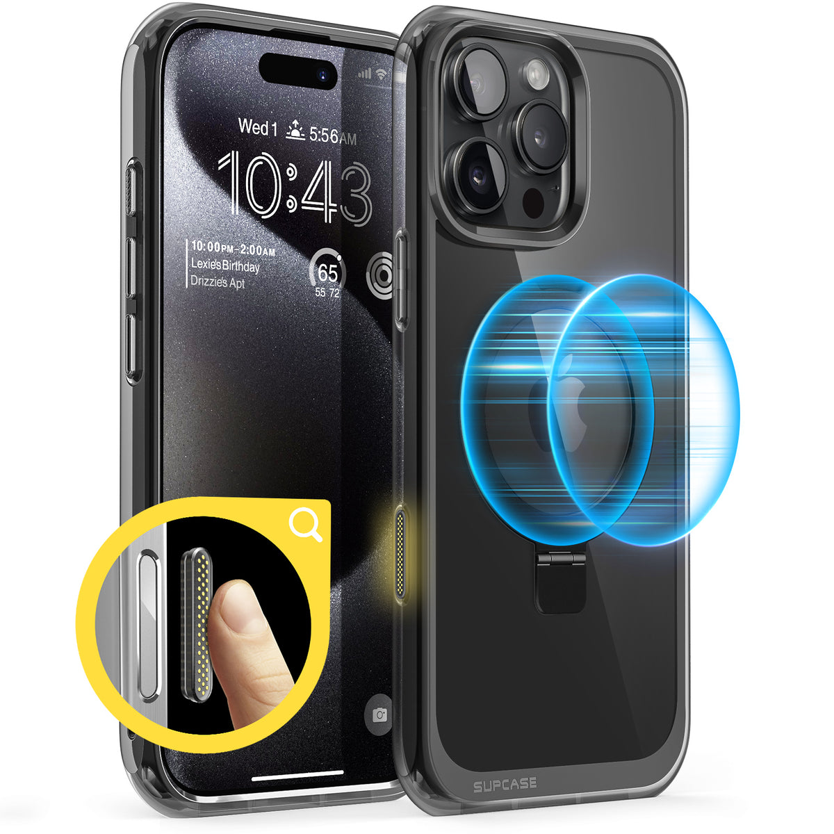 SUPCASE UB Mag Stand 透色磁吸支架軍規防摔殼 iPhone 16 Pro Max|相機按鍵-黑色 圖2