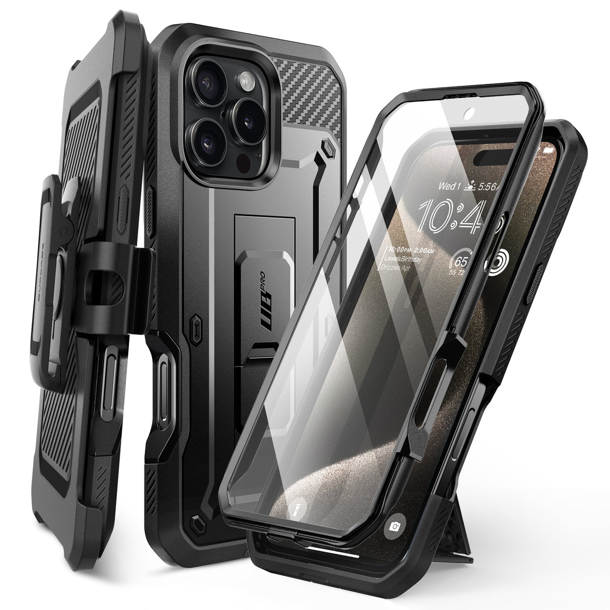 SUPCASE UB Pro 全面防護支架軍規防摔殼 iPhone 16 Pro-黑色