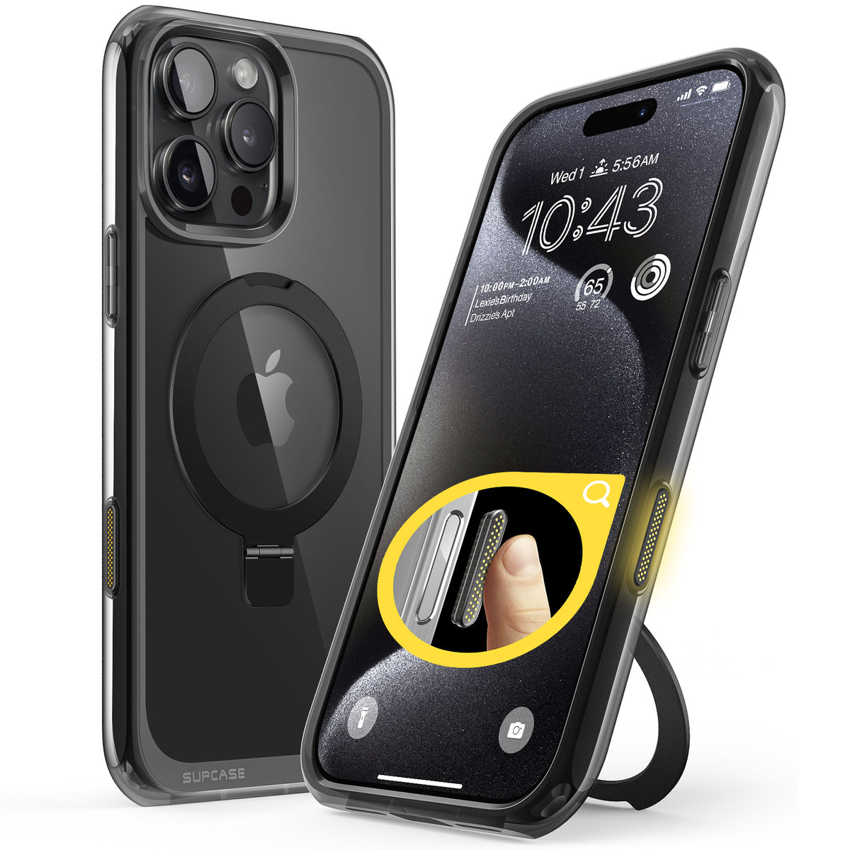 SUPCASE UB Mag Stand 透色磁吸支架軍規防摔殼 iPhone 16 Pro|相機按鍵-黑色