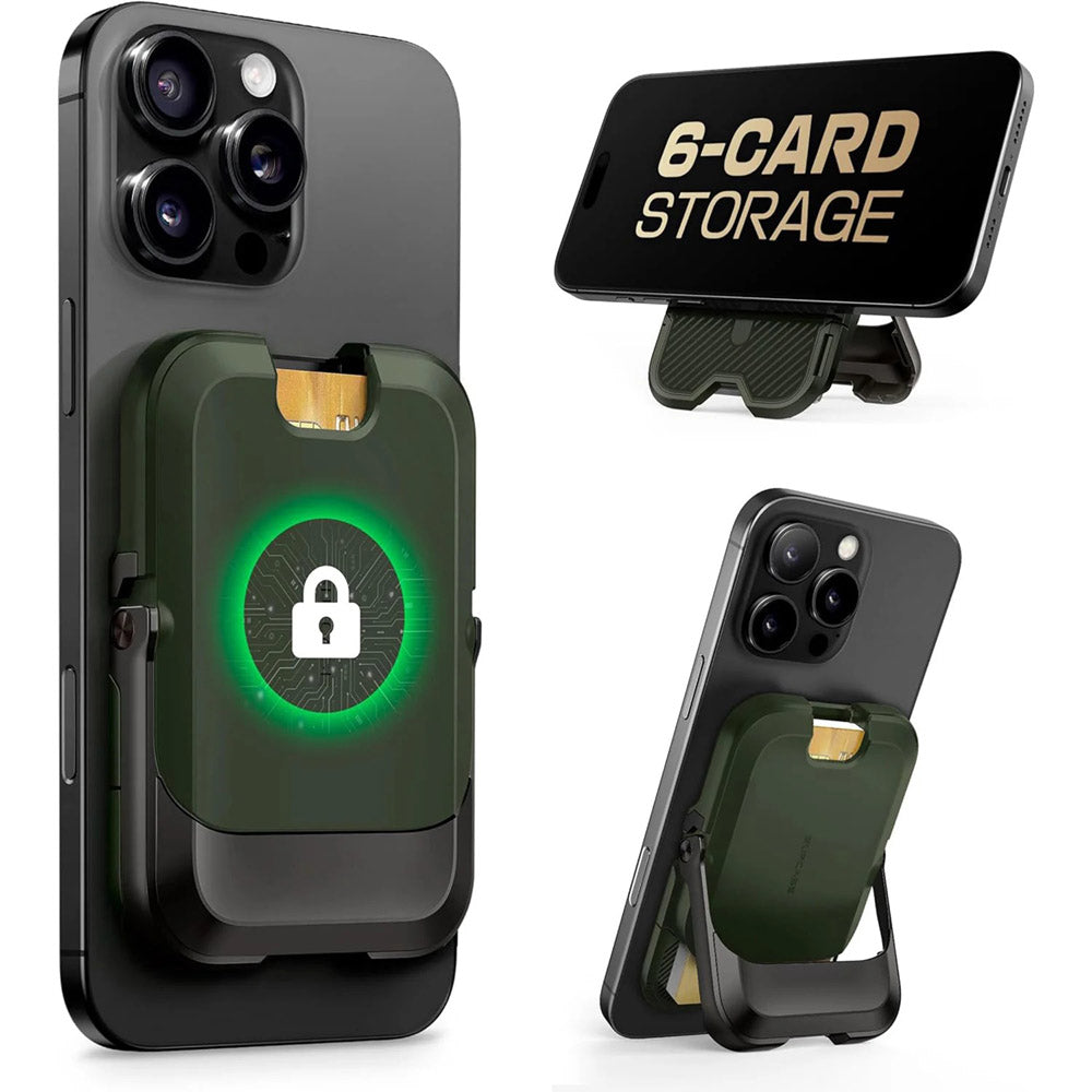SUPCASE MagSafe 磁吸卡夾支架|碳纖維款-綠色