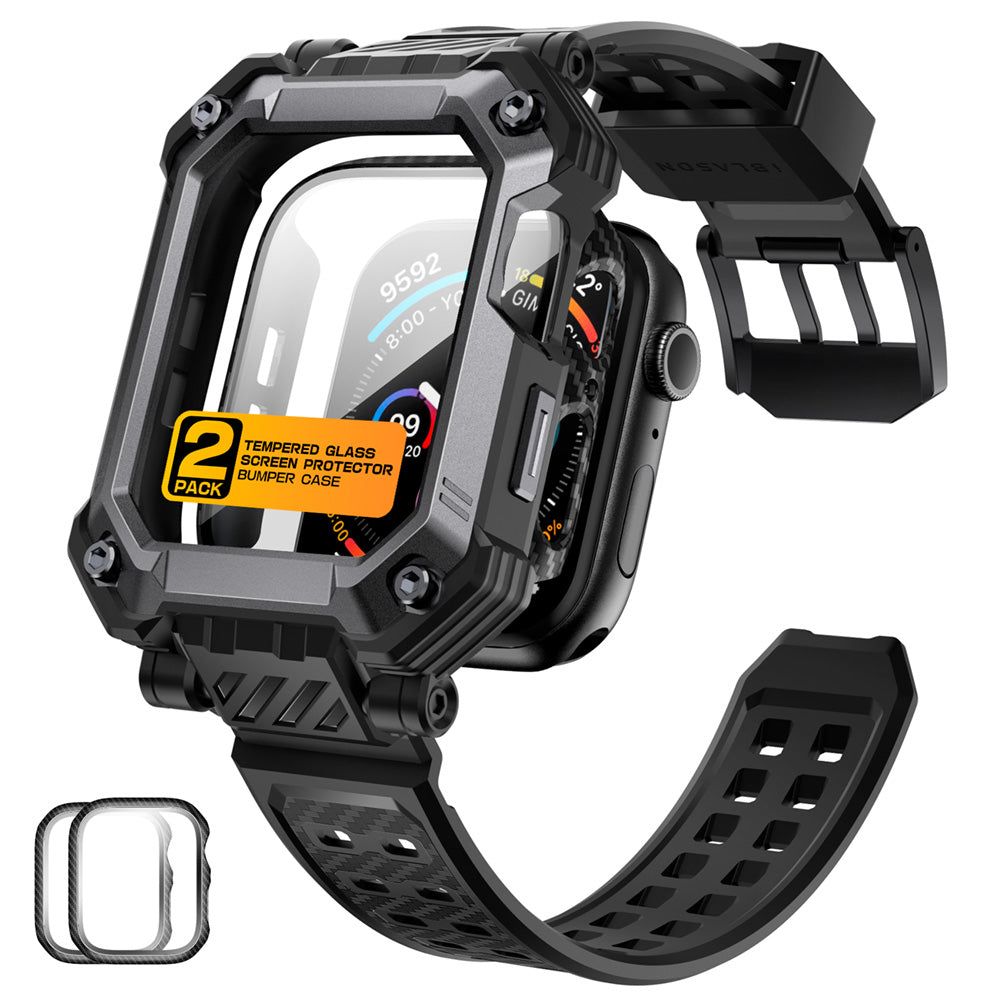【i-Blason】Apple Watch S10 46mm Armorbox 強化玻璃防撞保護殼錶帶,軍規防撞,強化玻璃,Apple Watch S10保護殼推薦。黑色。