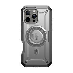 iPhone 16 Pro Max 軍規防摔殼，SUPCASE UB Pro Mag 變形守護者，支援 MagSafe 磁吸、內建支架與螢幕保護貼，提供全面防護。鈦空灰色。