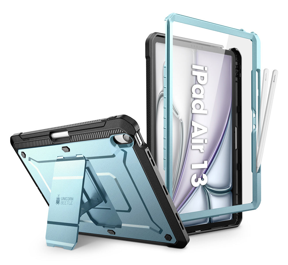 【SUPCASE】2024 iPad Air 11吋 13吋 M2 UB Pro 筆槽防摔保護殼,軍規級防護,內建支架與 Apple Pencil Pro 筆槽,輕量化設計。冰川藍色。