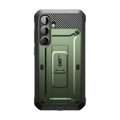 SUPCASE UB Pro守護者Samsung Galaxy S25 Plus 5G軍規防摔殼，內建螢幕保護貼，旋轉皮套，內建支架。綠色。