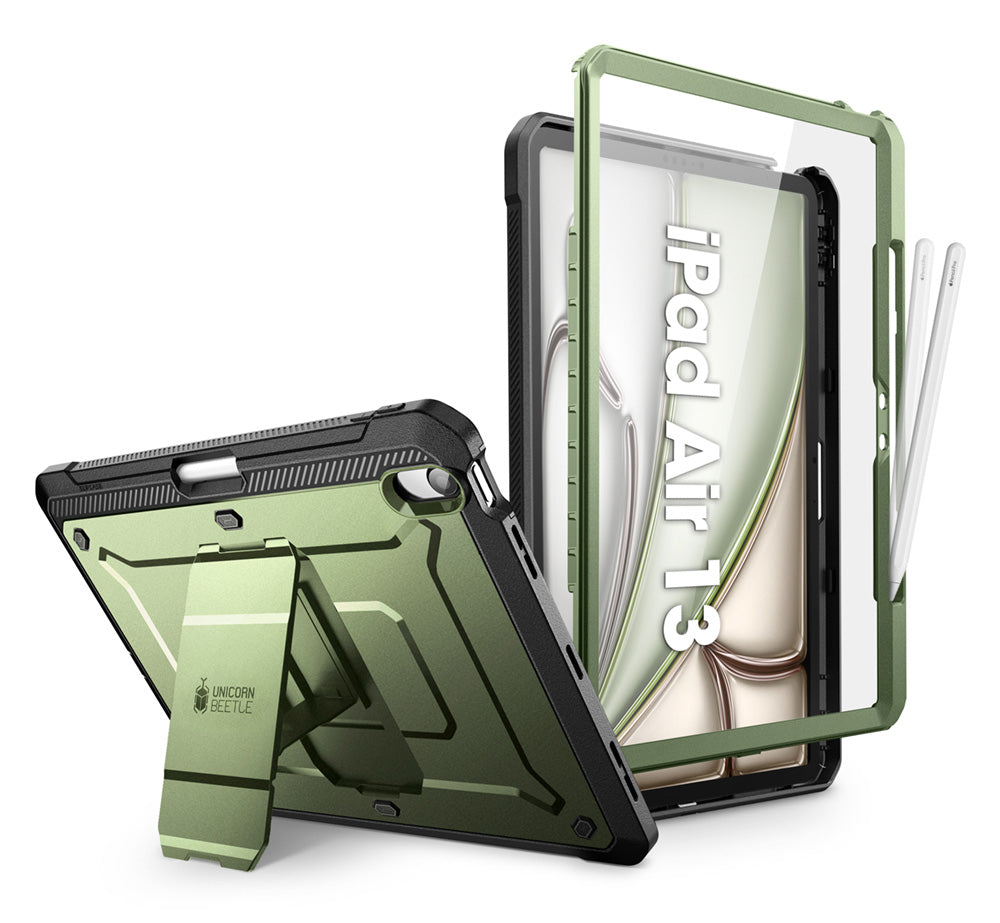 【SUPCASE】2024 iPad Air 11吋 13吋 M2 UB Pro 筆槽防摔保護殼,軍規級防護,內建支架與 Apple Pencil Pro 筆槽,輕量化設計。冰綠色。