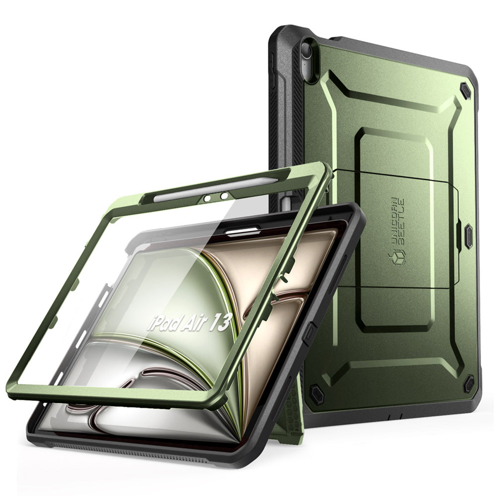 【SUPCASE】2024 iPad Air 11吋 13吋 M2 UB Pro 筆槽防摔保護殼,軍規級防護,內建支架與 Apple Pencil Pro 筆槽,輕量化設計。冰綠色。