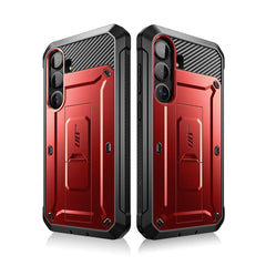 SUPCASE UB Pro守護者Samsung Galaxy S25 Plus 5G軍規防摔殼，內建螢幕保護貼，旋轉皮套，內建支架。紅色。