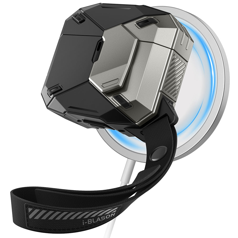 【i-Blason】AirPods 4 Matrix MagSafe 軍規防摔殼,軍規防摔,磁吸充電,AirPods 4保護殼推薦。黑色。