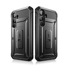 SUPCASE UB Pro守護者Samsung Galaxy S25 Plus 5G軍規防摔殼，內建螢幕保護貼，旋轉皮套，內建支架。黑色。