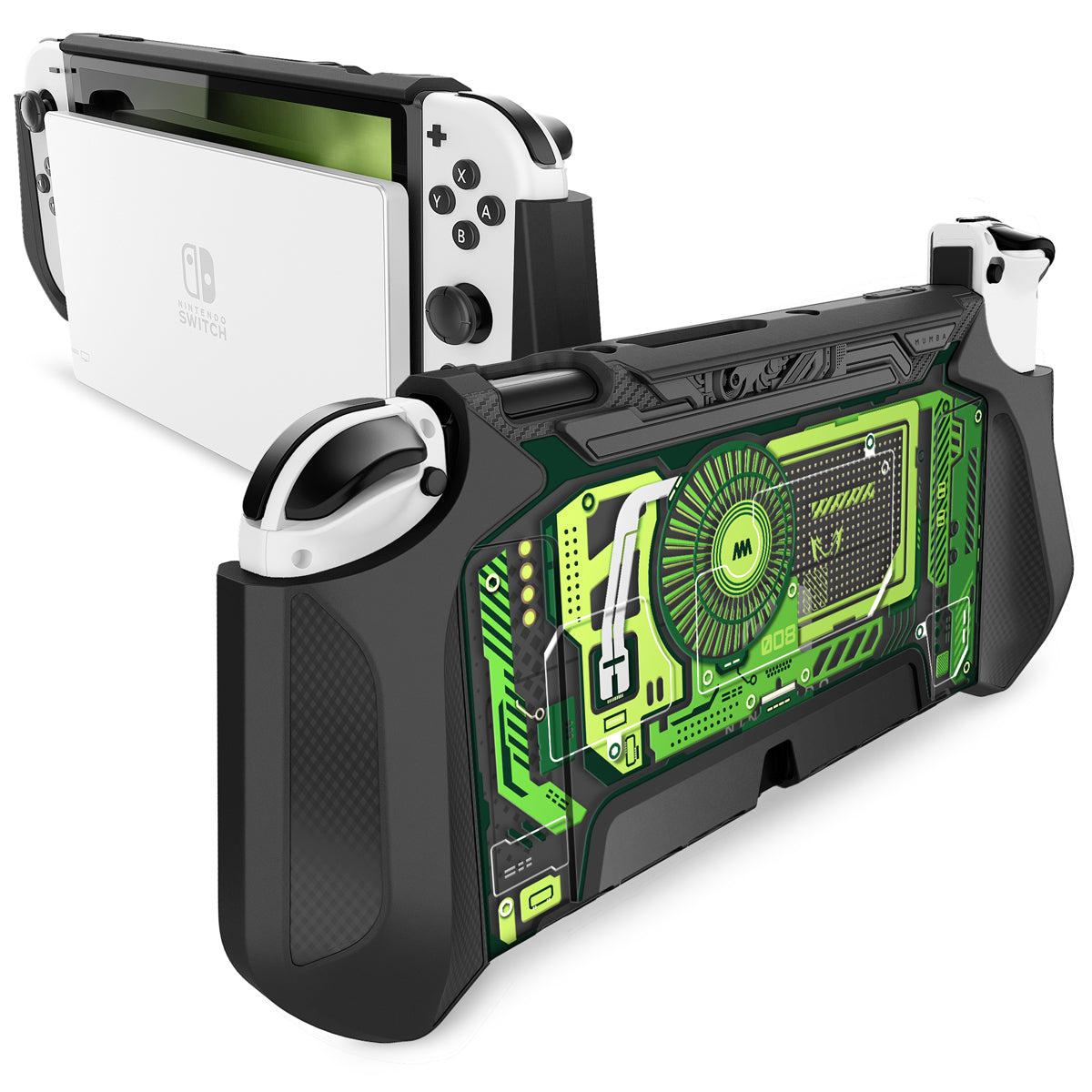 【MUMBA】Blade 系列 Nintendo Switch OLED 手把保護套,充電座兼容,全方位保護,人體工學設計,提升遊戲體驗。綠色。