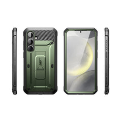 SUPCASE UB Pro守護者Samsung Galaxy S25 Plus 5G軍規防摔殼，內建螢幕保護貼，旋轉皮套，內建支架。綠色。