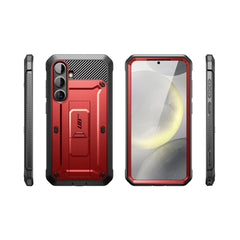 SUPCASE UB Pro守護者Samsung Galaxy S25 Plus 5G軍規防摔殼，內建螢幕保護貼，旋轉皮套，內建支架。紅色。