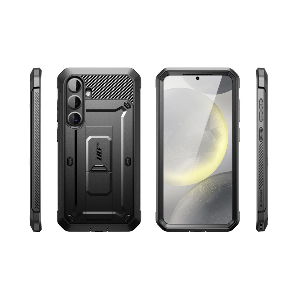 SUPCASE UB Pro守護者Samsung Galaxy S25 Plus 5G軍規防摔殼,內建螢幕保護貼,旋轉皮套,內建支架。黑色。