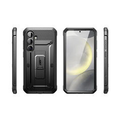 SUPCASE UB Pro守護者Samsung Galaxy S25 Plus 5G軍規防摔殼，內建螢幕保護貼，旋轉皮套，內建支架。黑色。
