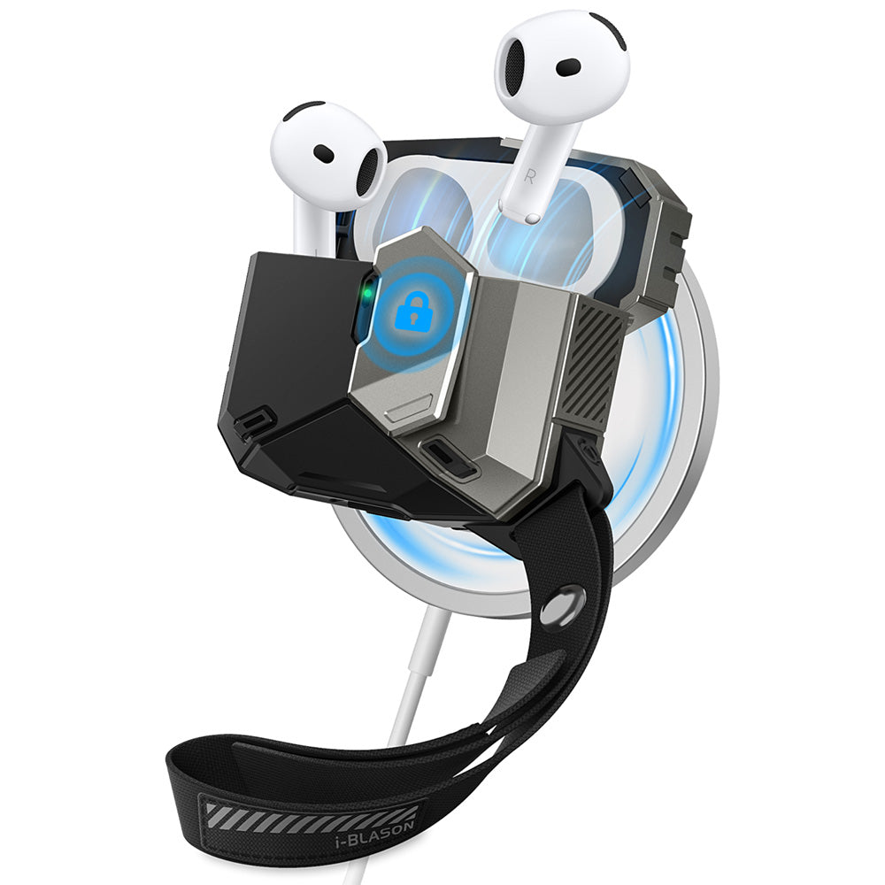 【i-Blason】AirPods 4 Matrix MagSafe 軍規防摔殼,軍規防摔,磁吸充電,AirPods 4保護殼推薦。黑色。