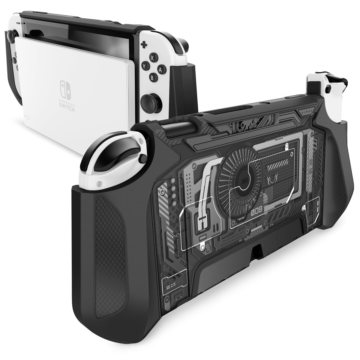 【MUMBA】Blade 系列 Nintendo Switch OLED 手把保護套,充電座兼容,全方位保護,人體工學設計,提升遊戲體驗。透視色。