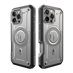 SUPCASE UB Pro Mag iPhone 16 Pro Max， 6.9" 全面防護磁吸支架軍規防摔殼 鈦空灰色。