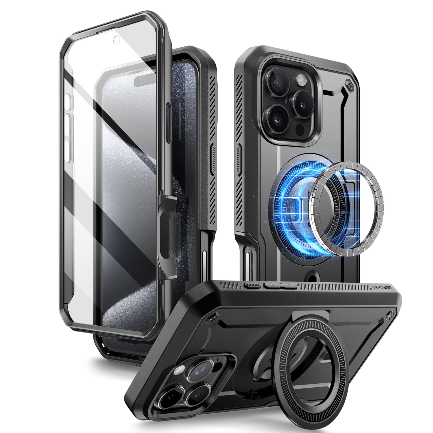 SUPCASE UB Pro Mag iPhone 16 Pro 6.3吋 全面防護磁吸支架軍規防摔殼 黑