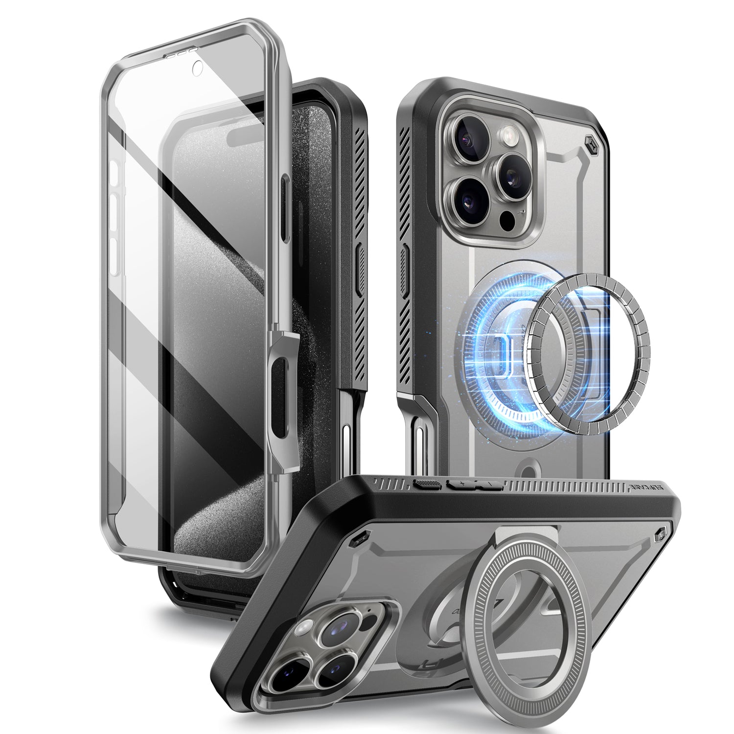 SUPCASE UB Pro Mag iPhone 16 Pro 6.3吋 全面防護磁吸支架軍規防摔殼 鈦空灰