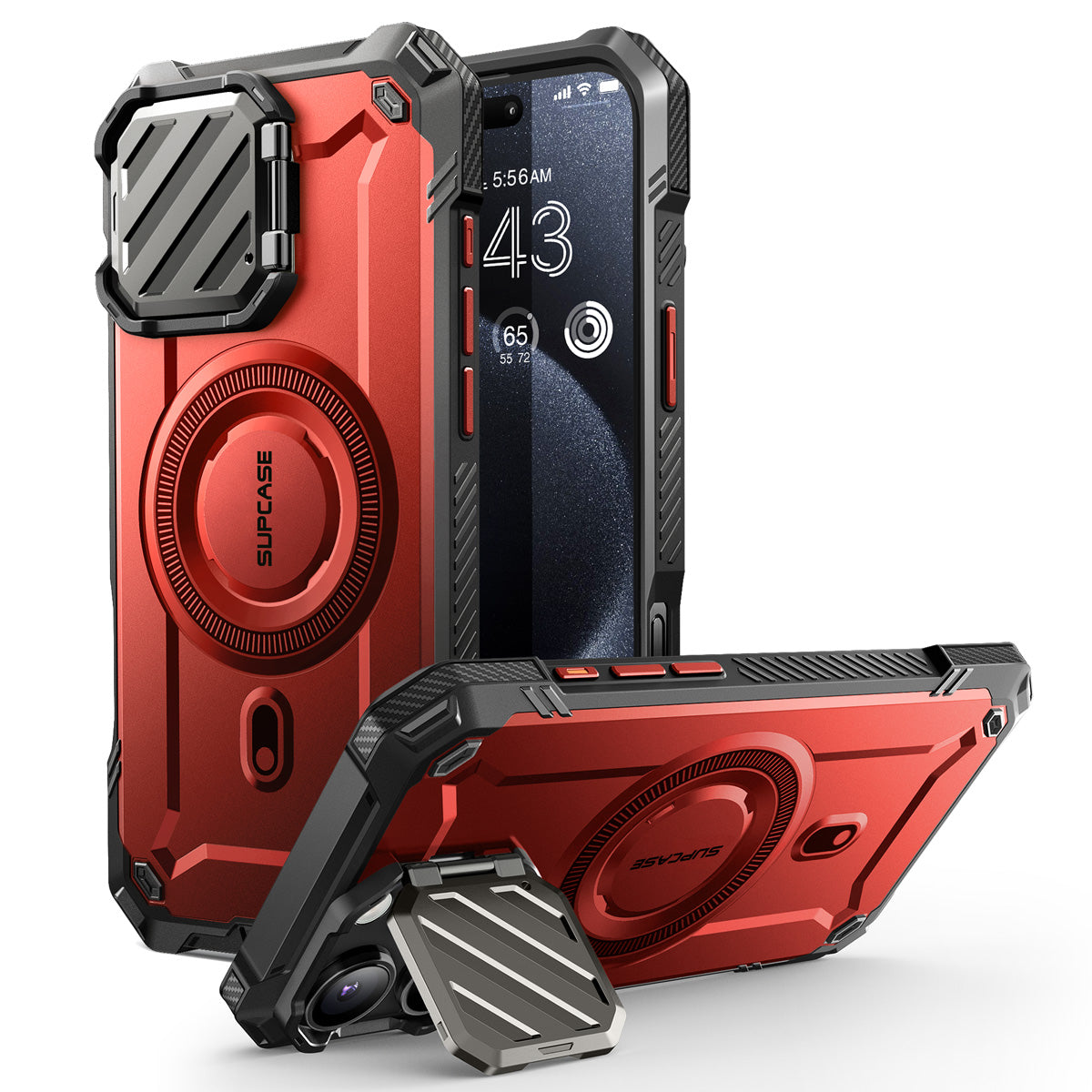 SUPCASE UB Mag XT探索者 iPhone 16 Pro Max 系列 軍規防摔殼，附鏡頭蓋支架，型號 CS2 金屬紅