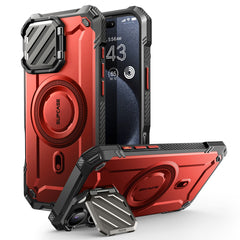 SUPCASE UB Mag XT探索者 iPhone 16 Pro Max 系列 軍規防摔殼，附鏡頭蓋支架，型號 CS2 金屬紅