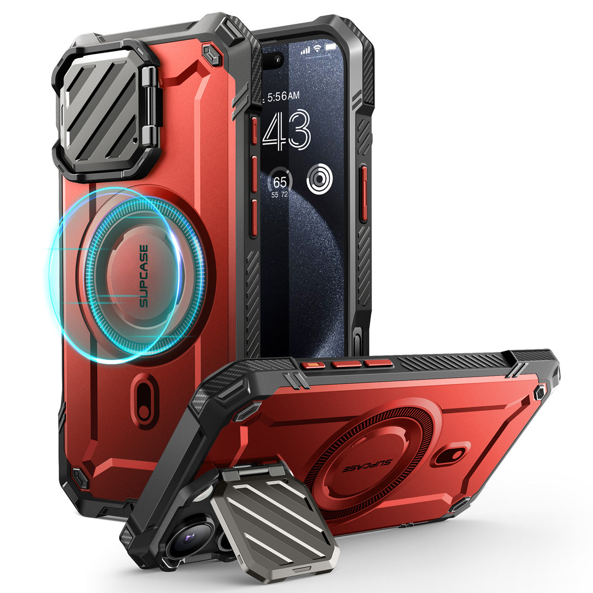 SUPCASE UB Mag XT探索者 iPhone 16 Pro Max 系列 軍規防摔殼，附鏡頭蓋支架，型號 CS2 金屬紅