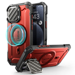 SUPCASE UB Mag XT探索者 iPhone 16 Pro Max 系列 軍規防摔殼，附鏡頭蓋支架，型號 CS2 金屬紅