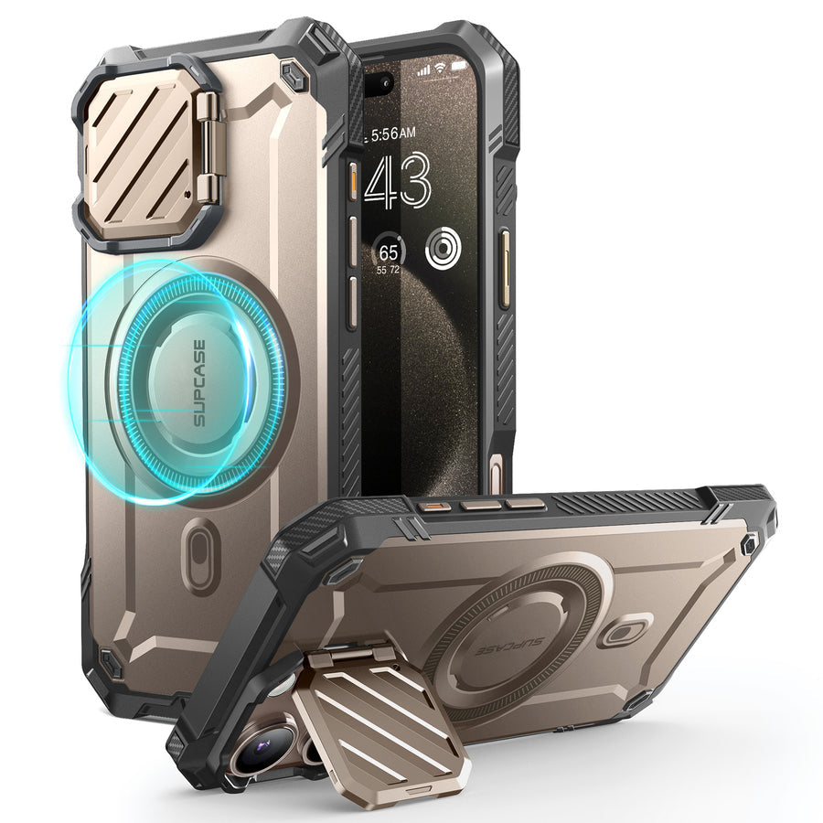 SUPCASE UB Mag XT探索者 iPhone 16 Pro 系列 軍規防摔殼，附鏡頭蓋支架，型號 CS2 玫瑰金