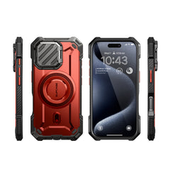 SUPCASE UB Mag XT探索者 iPhone 16 Pro 系列 軍規防摔殼，附鏡頭蓋支架，型號 CS2 金屬紅