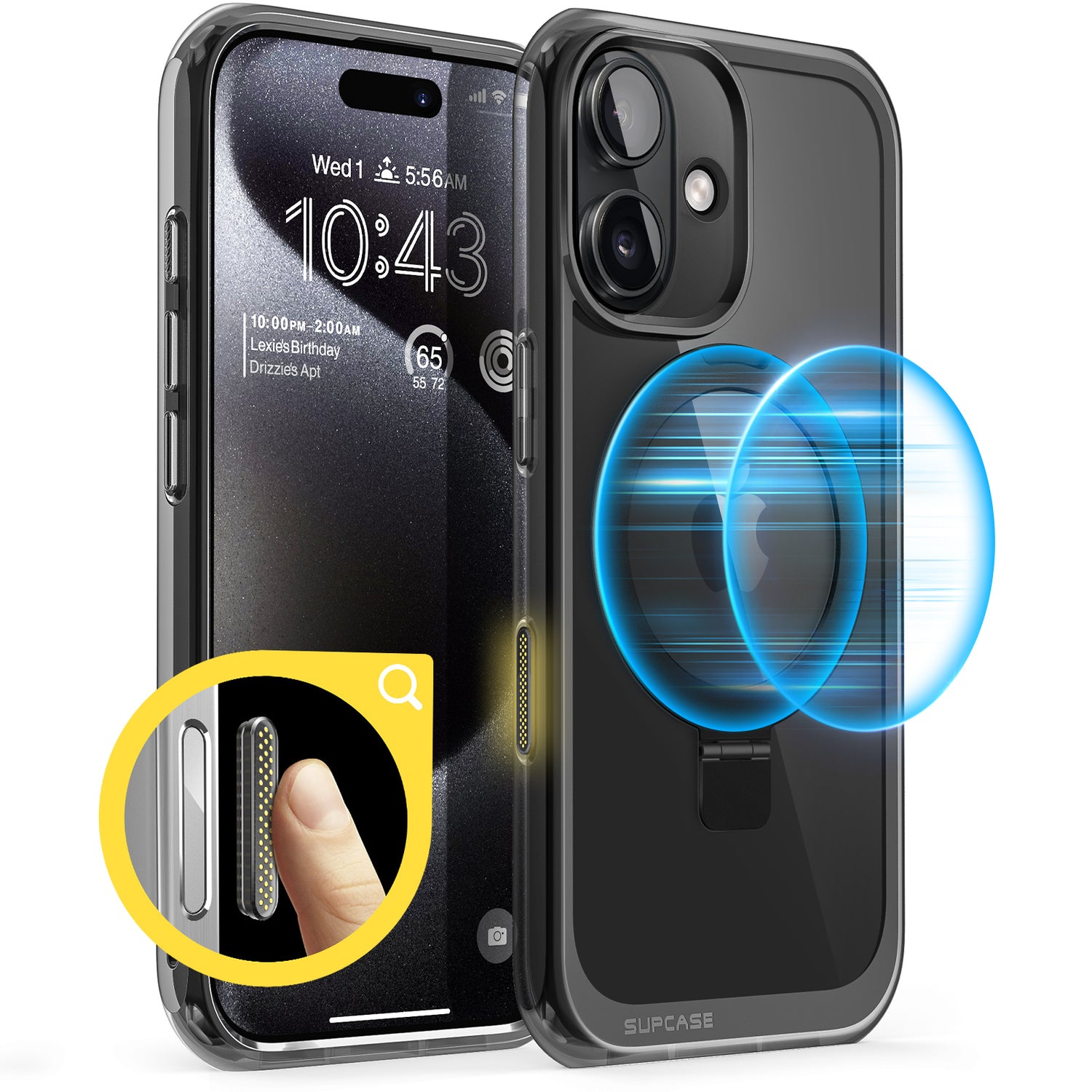 SUPCASE UB Mag Stand iPhone 16 系列 軍規防摔殼,附帶磁吸支架和相機按鍵 黑色