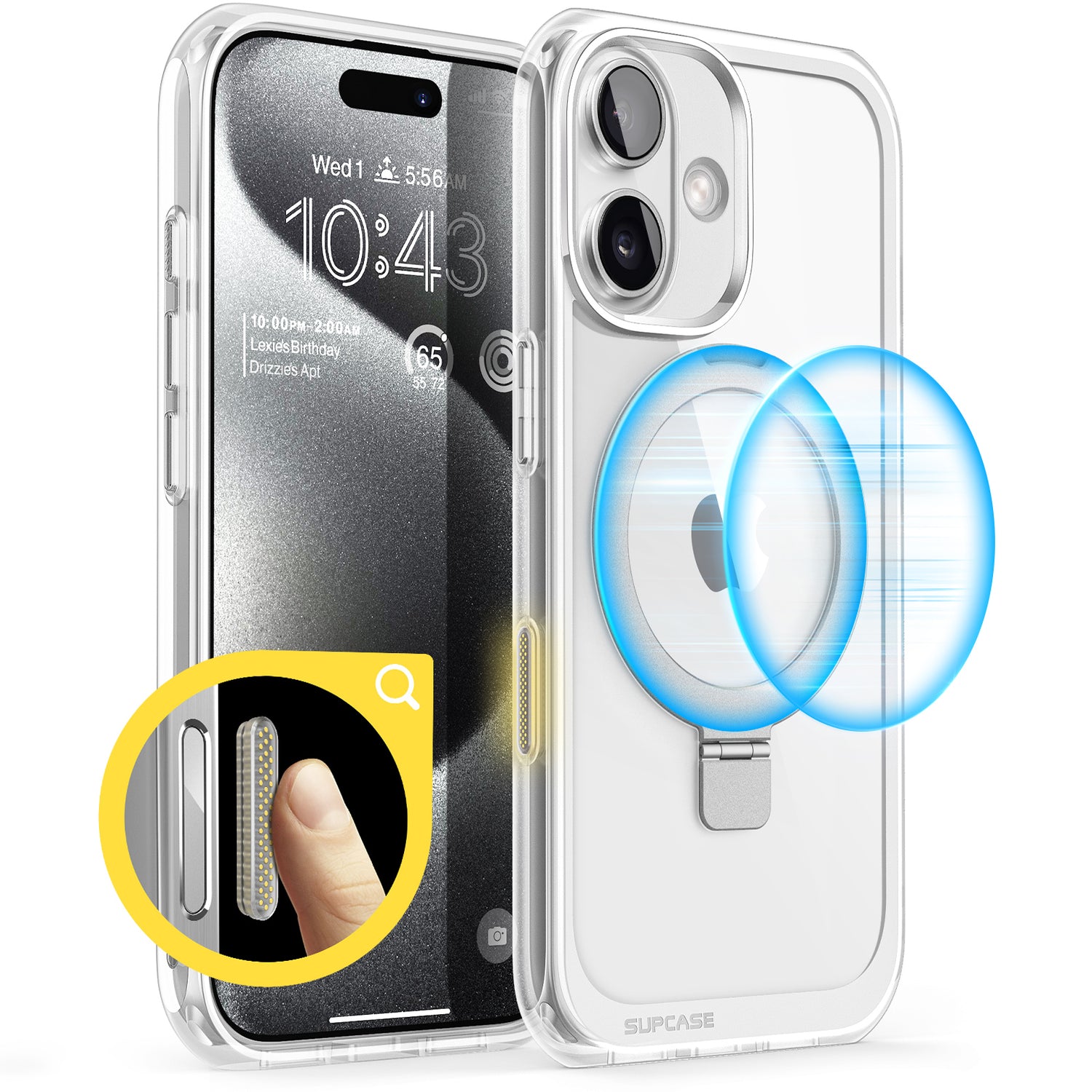 SUPCASE UB Mag Stand iPhone 16 系列 軍規防摔殼，附帶磁吸支架和相機按鍵 透明色