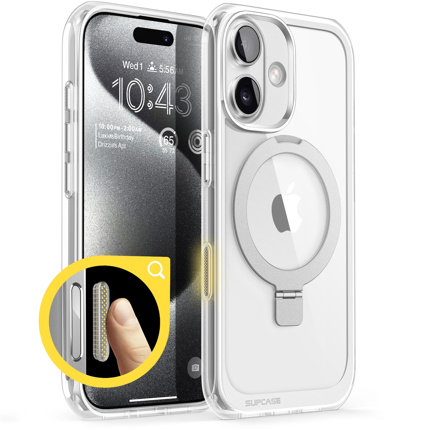 SUPCASE UB Mag Stand iPhone 16 系列 軍規防摔殼，附帶磁吸支架和相機按鍵 透明色