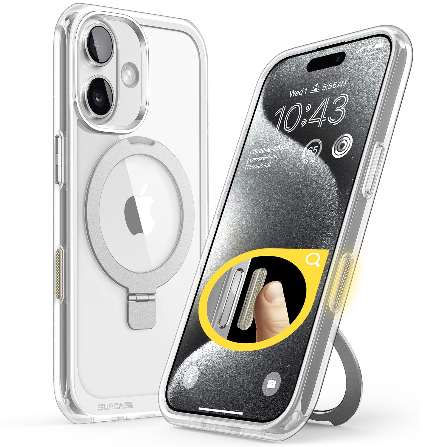SUPCASE UB Mag Stand iPhone 16 系列 軍規防摔殼，附帶磁吸支架和相機按鍵 透明色