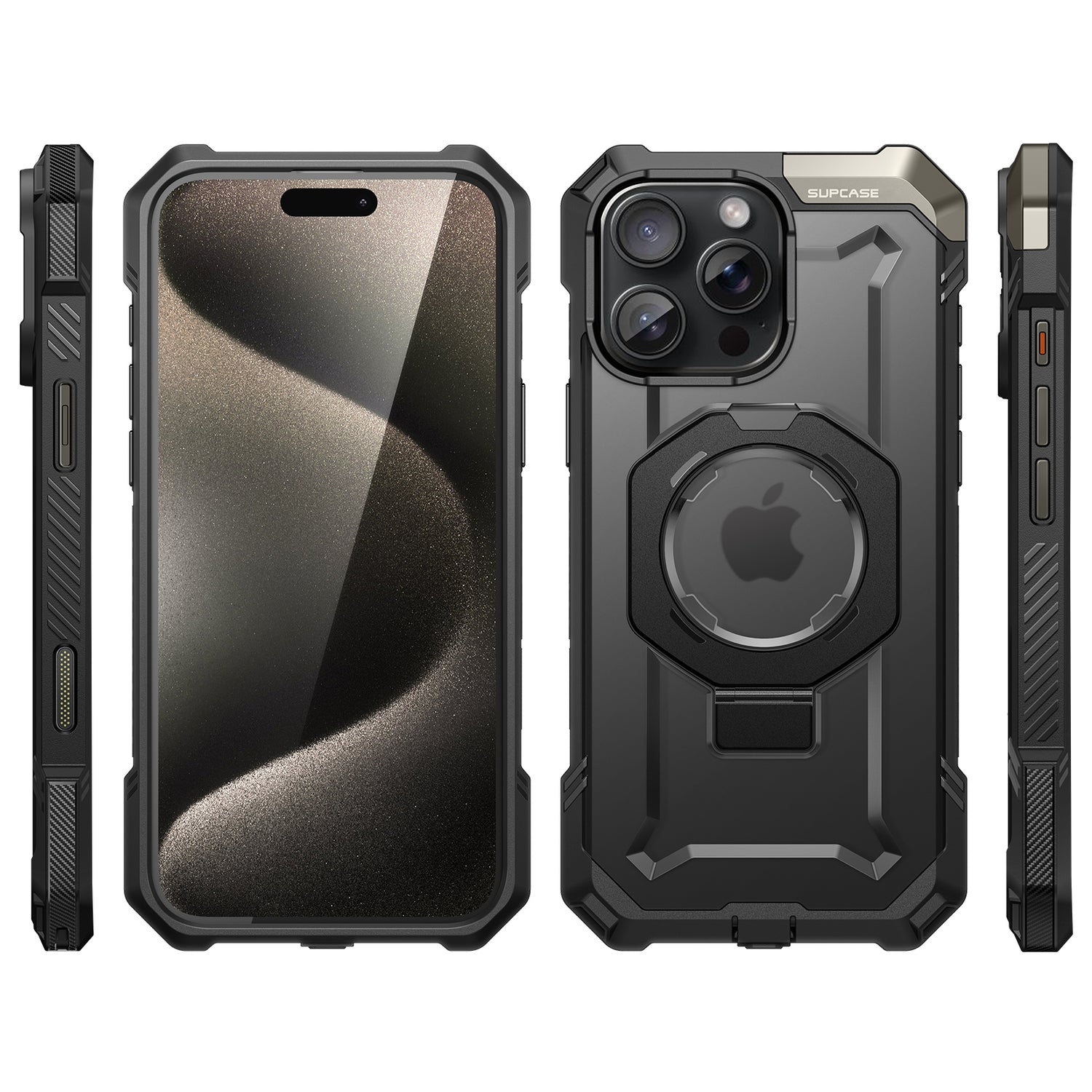 SUPCASE UB Grip iPhone 16 Pro Max 軍規防摔殼，附帶磁吸支架和相機按鍵-黑色